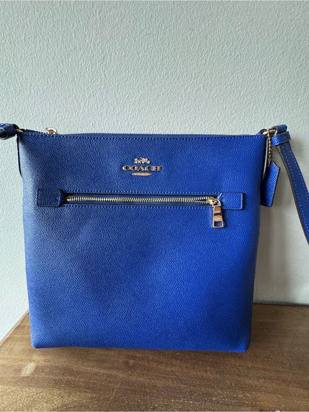 COACH Rowan large file bag blue Leather Crossbody Bag